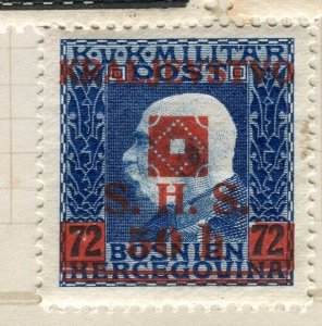 YUGOSLAVIA; 1919 early F. Joseph Bosnia Optd. issue Mint hinged 50h. value