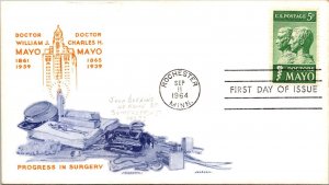 FDC 1964 SC #1251 Jackson Chickering Cachet - Rochester Mn - Single - J6035