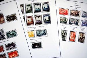 COLOR PRINTED IFNI 1941-1968 STAMP ALBUM PAGES (21 illustrated pages)