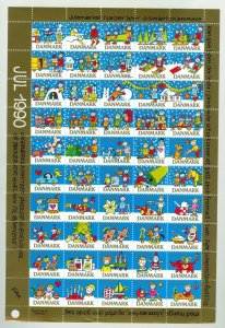 Denmark. 10 Christmas Seal,Sheet 1990, Mnh. Children,Dog,Mailbox.  4 Side Perf.