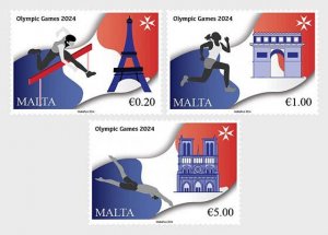 Malta 2024 Olympic games Paris Olympics set of 3 stamps MNH