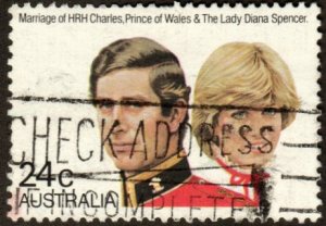 Australia 804 - Used - 24c Prince Charles / Lady Diana (1981) +