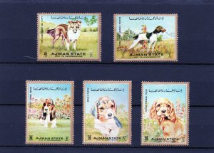 AJMAN 1972 FAUNA/DOGS SET OF 5 STAMPS MNH