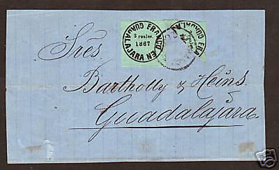 Mexico, Guadalajara Sc 13 & bisect on 1867 cover, Cert