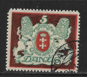 Danzig - Regular Issue - Scott #77 5M Green, red & black F VF Used