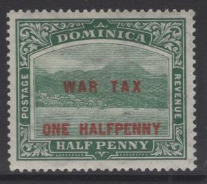 DOMINICA SG55 1916 ½d on ½d DEEP GREEN MTD MINT