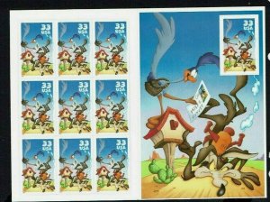 United States: 2000, Wile E Coyote and Road Runner, Booklet, MNH includes M/S