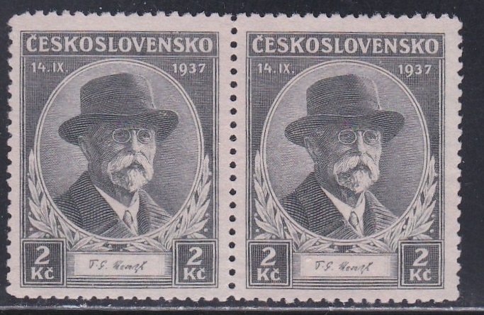 Czechoslovakia, # 235, President Masaryk's Death, Pair, No Gum