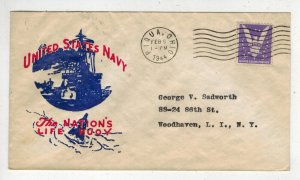 1944 WW2 Patriotic US NAVY THE NATION'S LIFE BUOY PIQUA OHIO TO George Sadworth