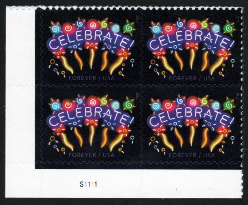 SC# 5019 - (49c) - Celebrate - MNH plate block of 4 - die cut 10.75