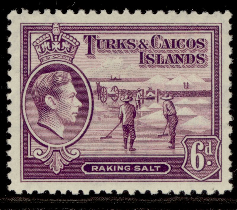 TURKS & CAICOS ISLANDS GVI SG201, 6d mauve, M MINT. Cat £22. 