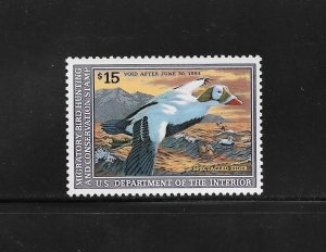 US Stamps: Waterfowl (Duck) Hunting Issues; #RW59; $15 1992 Issue, MNH