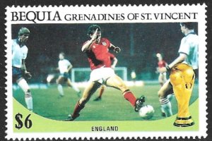 ST VINCENT BEQUIA 1986 $6.00 ENGLAND World Cup Mexico Soccer Sc 229 MNH