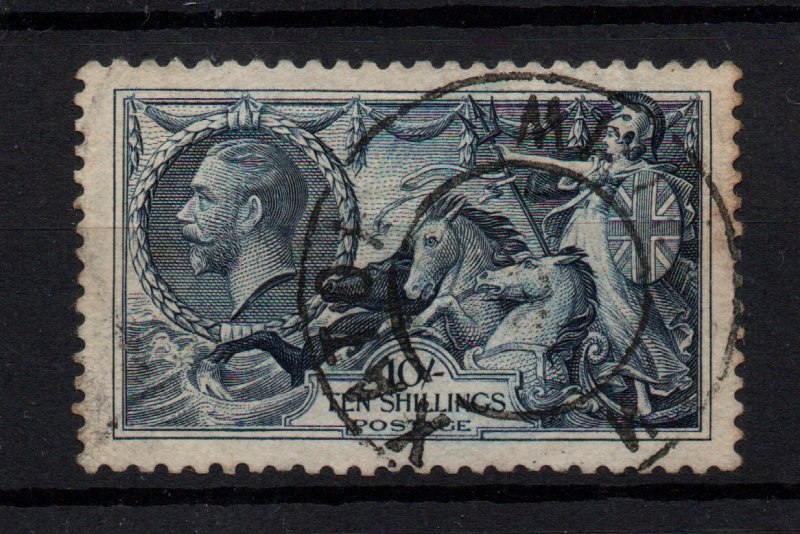 GB KGV 1934 10/- indigo Seahorse SG452 unusual XATOL? CDS WS31869