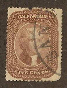 29 Used, 5c. Jefferson, Type I, scv: $375