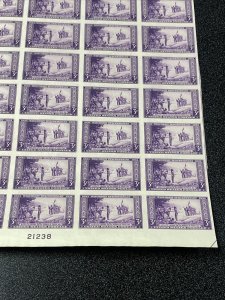 US 755 Nicolet’s Landing Imperf Sheet Of 50 Mint No Gum As Issued - SUPERB.