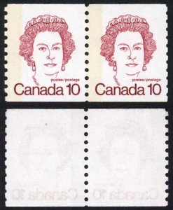 Canada Unitrade 605 var 10c One Band Tag Error MNH Pair