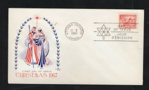 Canada 1967 3c Christmas #476 FDC Rosecraft-B cachet unaddressed