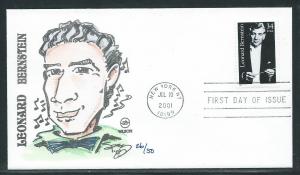 United States 3521 Leonard Bernstein Hand Painted FDC