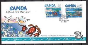 Samoa, Scott cat. 1033-1034. Marine Protection Areas. Turtles  First Day Cover.^