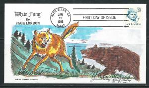 USA 2182 1986 Jack London Paslay Hand Paintined FDC Numbe...