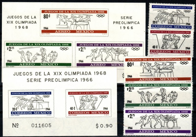 Mexico #974-5, C318-20, 975a, C320a MNH CV $12.70 (X9669L)