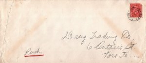 CANADA COVER HAND-WRITTEN TO DRUG TRADING Co. c. 1935 MARKED RUSH