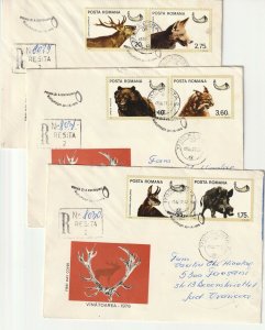 ROMANIA COVER 1976 HUNTING WILDE BOAR BEAR HORN USED FIRST DAY POST HISTORY