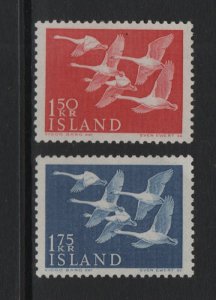 Iceland    #298-299   MNH   1956   nordic issue   whooper swans