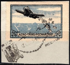 1921 Poland Poster Stamp 100 Marks Aero-Targ Company Semi Postal Used Forgery