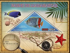 Marine Fauna Stamp Wild Animal Chaetodon Madagascariensis Souvenir Sheet Mint NH