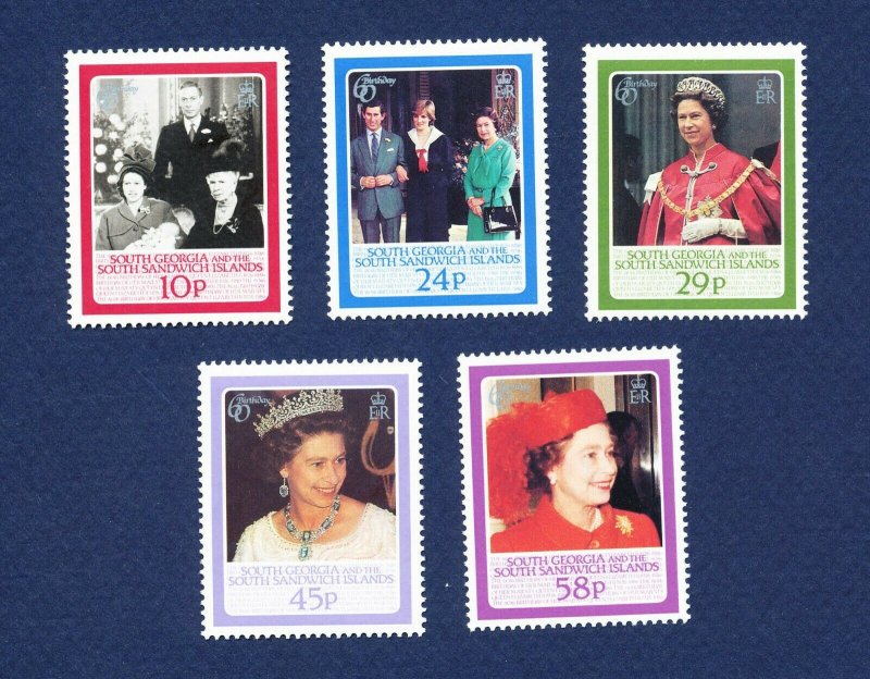 SOUTH GEORGIA   - # 101-105 - VFMNH - QEII 60th birthday -  1986