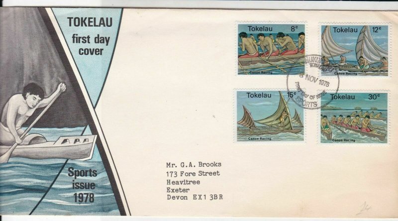 Tokelau Islands 1978 Sports Issue Man Canoeing Picture Stamps FDC Cover Rf 28561 