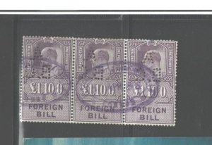 1902 G.Britain Foreign Bill Revenue Stamps,Edward VII, £1.10 Pounds ABC PERFINS