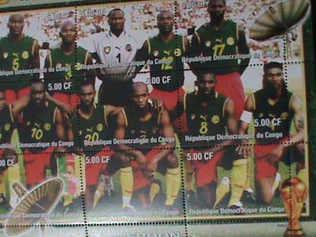 CONGO 2002- KOREA -JAPAN WORLD CUP SOCCER-CAMEROON TEAM-MNH SHEET-VF-LAST ONE