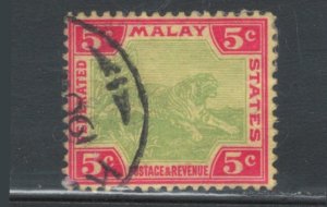 Malaya 1901 Tiger 5c Scott # 21 Used