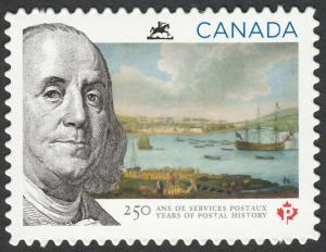 BENJAMIN FRANKLIN =250 Year Postal History= BKL Die Cut stamp Canada 2013 #2649i