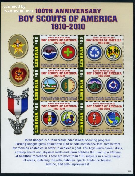 Liberia 2010, Boy Scouts of America 6v m/s, MNH