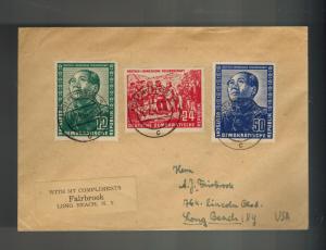 1951 Meissen East Germany DDR Cover to USA Mao Tse Tung Set # 82-84