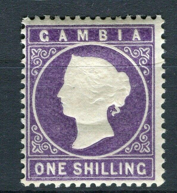 GAMBIA; 1886 classic QV Crown CA issue Mint hinged Shade of 1s. value