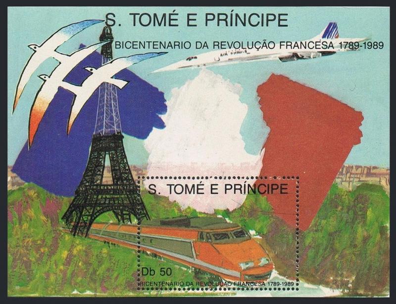 St Thomas & Prince Isls 852-854,855,MNH. French Revolution,200th Ann.1989. 