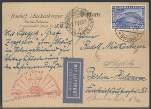 Germany 1931 2RM Zeppelin Polarfahrt Icebreaker Malygin Russia Si119F Cov 103439