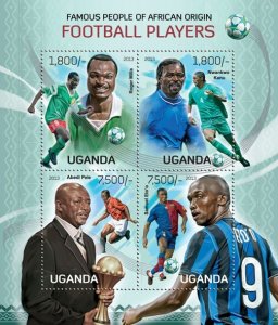 UGANDA - 2013 - Footballers of African Origin - Perf 4v Sheet-Mint Never Hinged