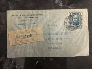 1948 Asuncion Paraguay Registered Cover to London England