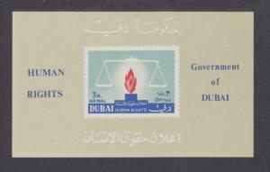 Dubai Mi Bl 21, MNH. 1964 Human Rights, Imperf S/S, fresh, VF