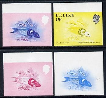 Belize 1984-88 Blueheads 15c def imperf progressive margi...