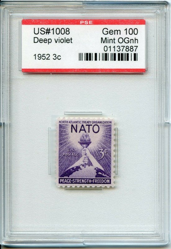 US SCOTT #1008, Mint-Gem-OG-NH Graded 100 PSE Encapsulated SMQ $165 (DFP 12/4/19