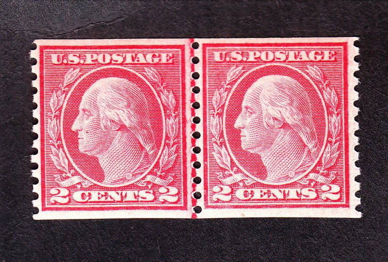 US 455 2c Washington Mint Line Pair VF-XF OG NH SCV $105