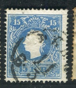 AUSTRIA; 1858 classic F. Joseph issue fine used Shade of 15k. value,