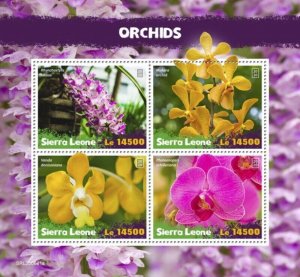 Sierra Leone - 2020 Orchids, Foxtail, Mokara - 4 Stamp Sheet - SRL200641a